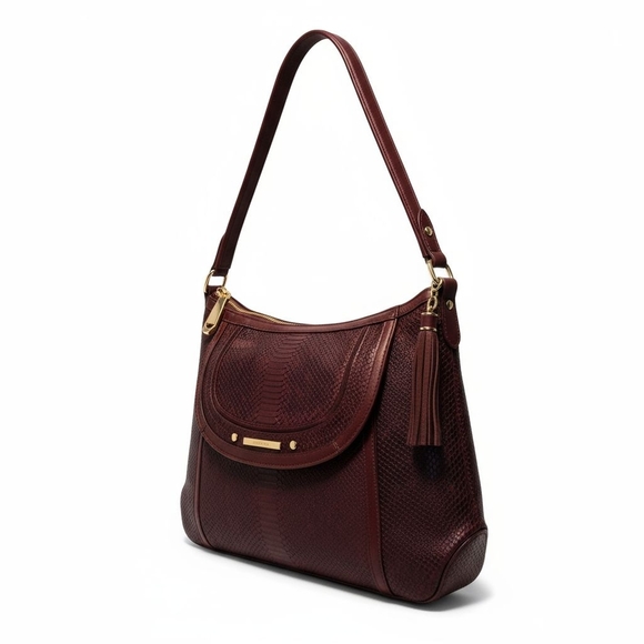 100% Auth Brahmin Weslynn Tart Tolkien Shhmin Deep Mahogany Shoulder Bag - NWOT - Picture 1 of 13